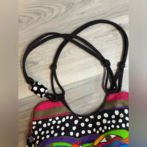 Laurel Burch Sky Spirit Birds Canvas Large Shoulder Bag Tote bird weekender - Picture 7 of 12